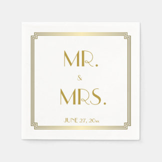 Underbar Gatsby Art Deco White Bröllop Napkins Pappersservett