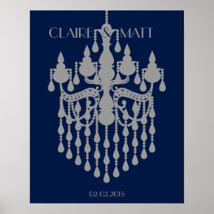 Underbar Gatsby chandelier bröllop undertecknar gä Poster