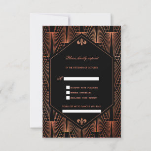 Underbar Gatsby Copper Art Deco Sång Request Bröll OSA Kort