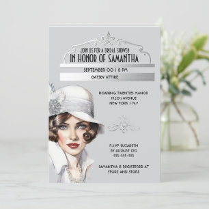 Underbar Gatsby elegant 1920's stil möhippa Inbjudningar