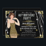 Underbar Gatsby Flapper Girl 40:e födelsedagsinbju Inbjudningar<br><div class="desc">Firar som de gjorde i de nya bytena med vår fantastiska,  Gatsby-inspirerade inbjudan. Oavsett om du planerar en bachelorette-fest eller en födelsedagsfest,  ta med dig din händelse i tid till den fantastiska tiden för Art Deco och lavish levande.</div>