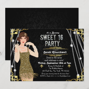 Underbar Gatsby Flapper Sweet 16 födelsedagsinbjud Inbjudningar