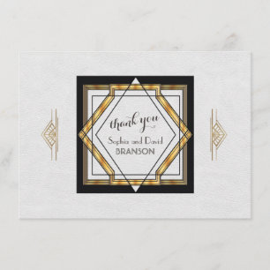 Underbar Gatsby Guld White Art Deco Bröllop TACK Kort