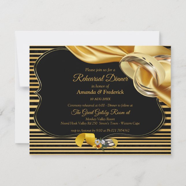 Underbar Gatsby-inspiration Rehearsal Dinner Inbjudningar (Framsida)