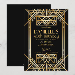 Underbar Gatsby Inspired Art Deco Birthday-inbjuda Inbjudningar