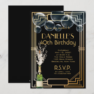 Underbar Gatsby Inspired Art Deco Birthday-inbjuda Inbjudningar