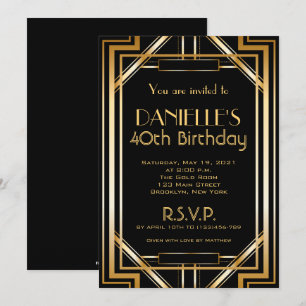 Underbar Gatsby Inspired Art Deco Birthday-inbjuda Inbjudningar