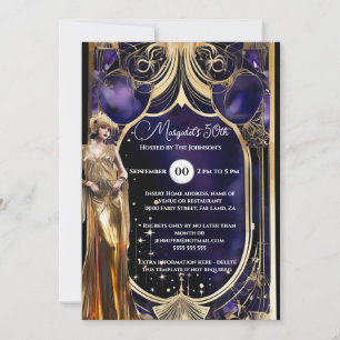 Underbar Gatsby lila guld 1920's retro themed Inbjudningar