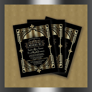 Underbar Gatsby Roaring 20:e Bröllop Inbjudningar
