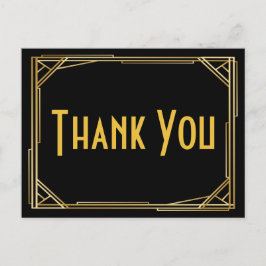 Underbar Gatsby Tack Black Guld Art Deco Bröllop Vykort