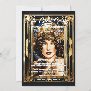Underbar gatsby-tema Flapper Girl brunette 1920's Inbjudningar