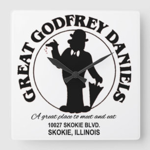 Underbar Godfrey Daniels Restaurant, Skokie, Illin Fyrkantig Klocka