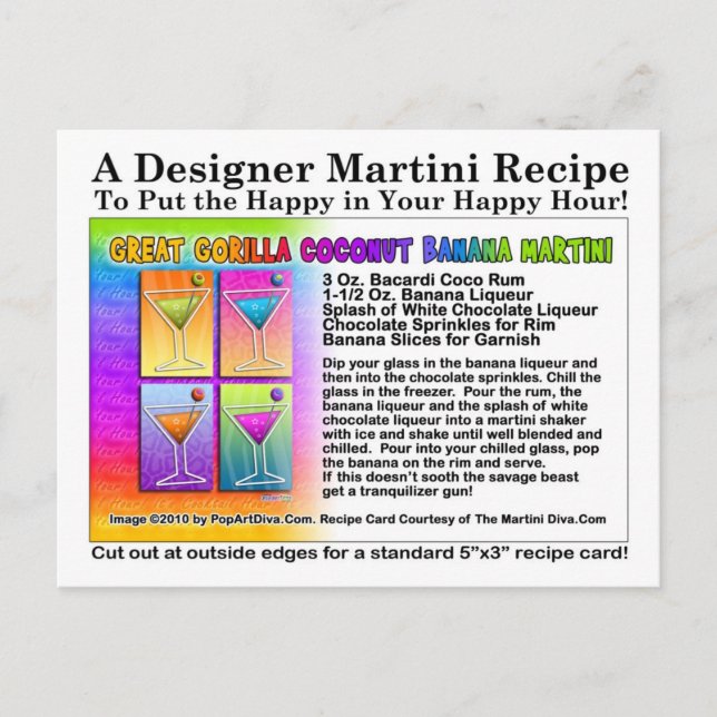Underbar Gorilla Coconut Banana Martini Recipe Pos Vykort (Framsida)