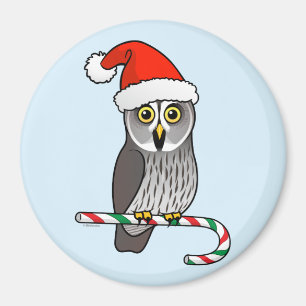 Underbar grå färguggla Santa Magnet