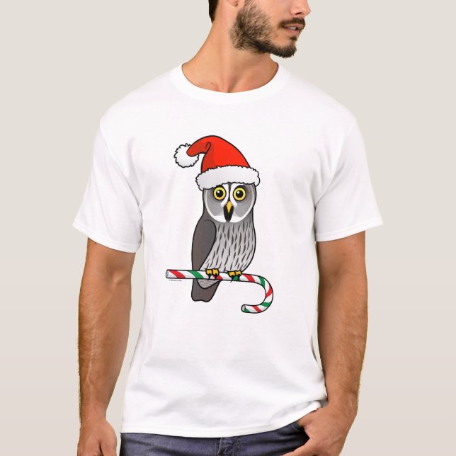 Underbar grå färguggla Santa T-shirt (Framsida)