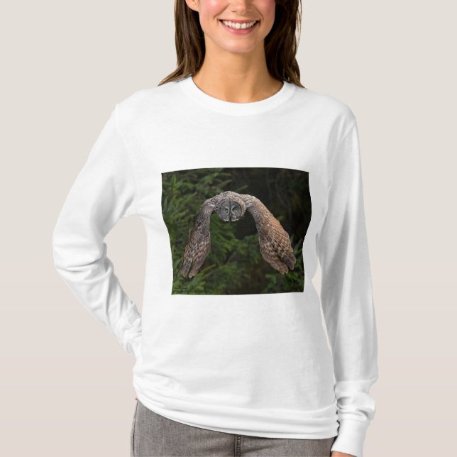 Underbar grå uggla~ eftersänder flyg t-shirt (Framsida)