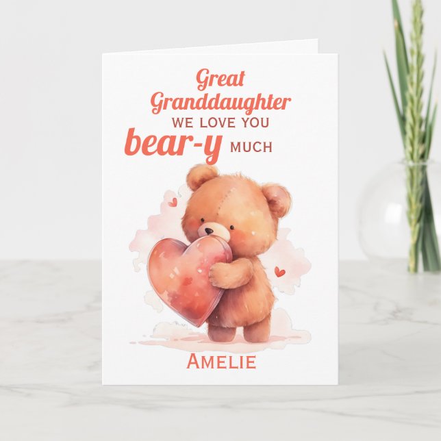 Underbar Granddotters Valentines Nalle Heart Kort (Framsida)