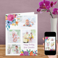 Underbar Grandma 4 Photo Colorful Flowers Birthday