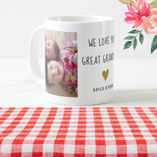 Underbar Grandma Barnbarn 2 Photo Collage Kaffemugg (Great Grandma Grandkids 2 Photo Collage Coffee Mug)