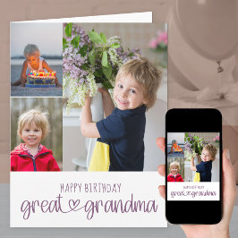 Underbar Grandma Cute Typography 3 Photo Birthday Kort