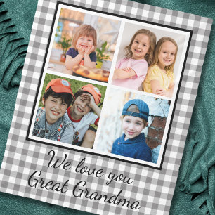 Underbar Grandma Grått Buffalo Play 4 Photo Collag Fleecefilt