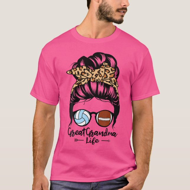 Underbar Grandma Life Messy Bun Hair Funny Footbal T Shirt (Framsida)