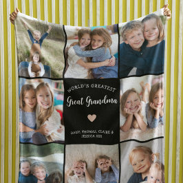 Underbar Grandma Personlig Photo Collage Modern Fleecefilt