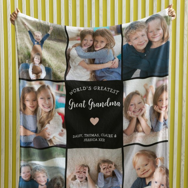 Underbar Grandma Personlig Photo Collage Modern Fleecefilt (Skapare uppladdad)