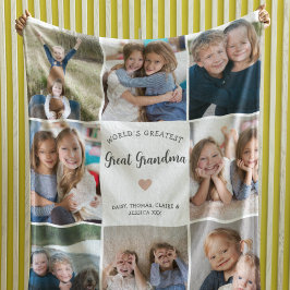 Underbar Grandma Personlig Photo Collage Modern Fleecefilt