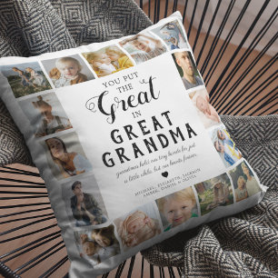 Underbar Grandma Photo Collage Kudde