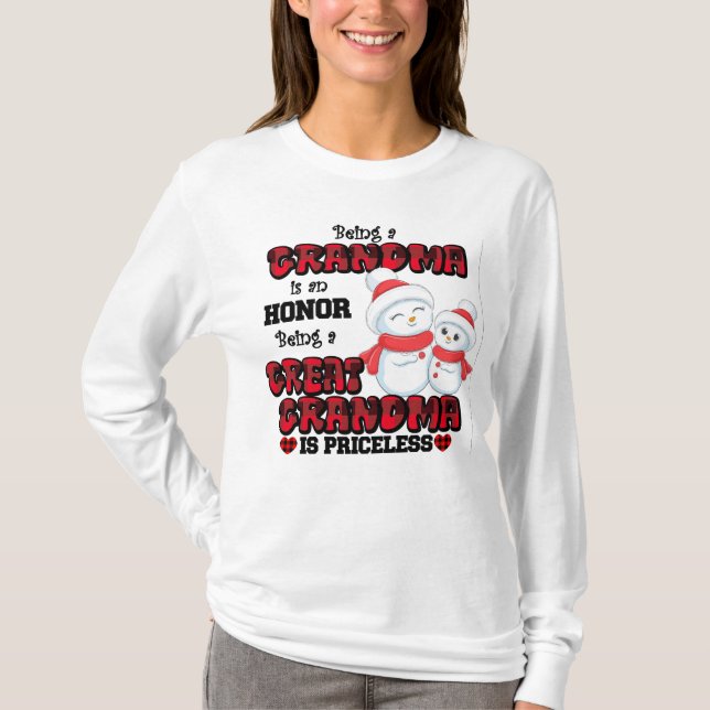 Underbar Grandma Priceless Snögubbe T Shirt (Framsida)
