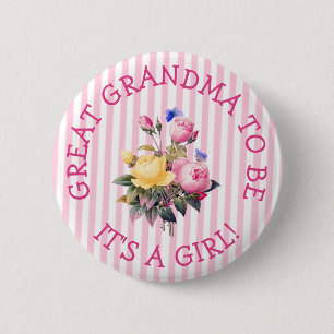UNDERBAR GRANDMA som ska vara Rosa Blommigt Baby S Knapp