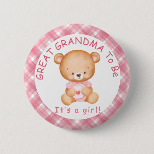 UNDERBAR GRANDMA som ska vara Rosa Play Baby Showe Knapp