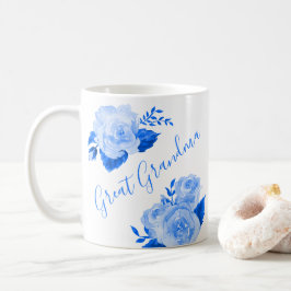Underbar Grandma Watercolor Blommigt Blue Ro Kaffemugg