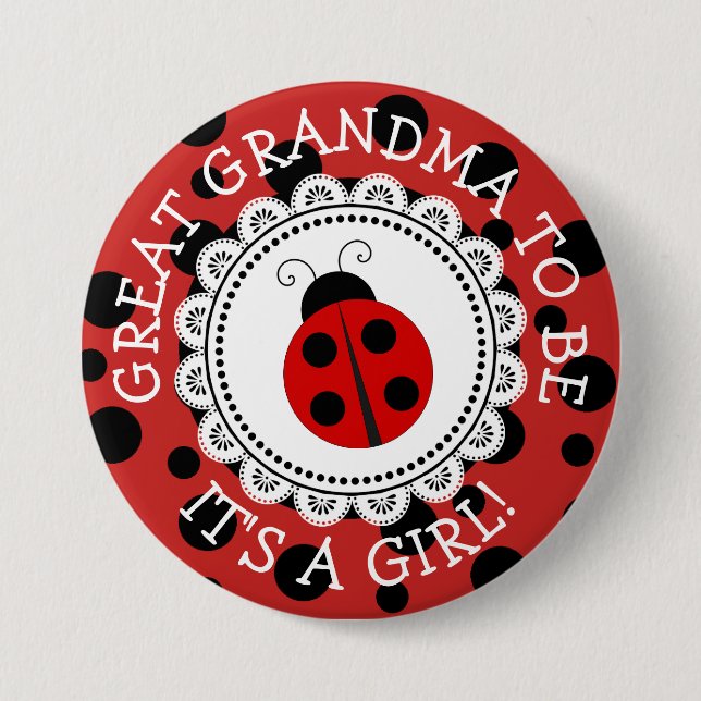 "Underbar GrandmaTo be" Ladybug Baby Shower-knapp Knapp (Framsida)