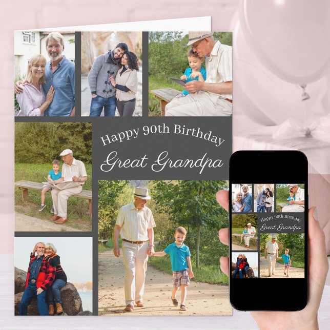 Underbar Grandpa 6 Photo Collage any age Birthday Kort (Skapare uppladdad)