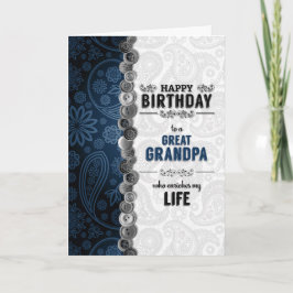 Underbar Grandpa Birthday Blue Paisley Kort