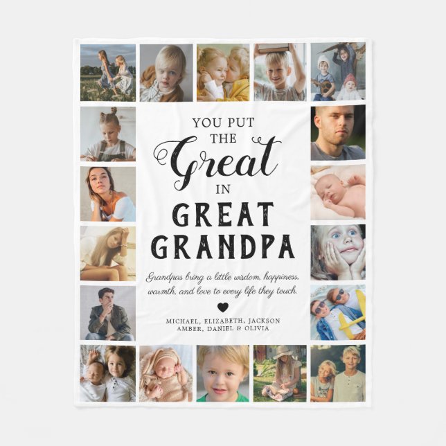 Underbar Grandpa Photo Fleece Blanket (Framsidan)