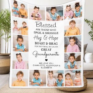 Underbar Grandparent Personlig Dikt Photo Collage Fleecefilt