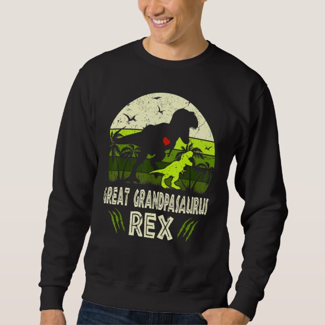Underbar Grandpasaurus T Rex Dinosaur Underbar Gra Lång Ärmad Tröja (Framsida)