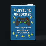 Underbar Grandson 10:e födelsedagstidsåldern för s Kort<br><div class="desc">Nivå 10 och älska den! Fira din underbara barnsons dubbla-siffriga födelsedag med det här speltematerade kortet fyllt med fet grafik, en spelkontroll och blixtar som fångar roligten. "Nivå 10 olåst" gör det till perfekt för varje pojke som växer upp starkt, smart och fullt. Med födelsedagstexten får han veta att han...</div>