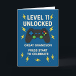 Underbar Grandson 11:e födelsedagstidsåldern för s Kort<br><div class="desc">Han växer snabbt - och det gör även hans höga poäng i livet! Detta "upplåsta" nivå 11-kort" är ett vinnande val för din underbara barnsons födelsedag. Med en pulserande blå bakgrund, blixtblixtar i öga och en spelstyrande fram och center är det för pojkar som lever för roligt och kärlek en...</div>