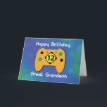 Underbar Grandson 12 Year Old Birthday Gamer Contr Kort<br><div class="desc">För sin kommande 12:e-födelsedag kan du ge ditt underbara barnbarn ett kort som har en så bekant bild på omslaget. Ja! När han är en videospelare eller en enkel hobbyist är det här kortet till honom.</div>