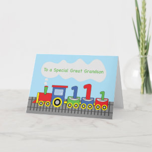 Underbar Grandson 1st Birthday Colorful Tåg Track Kort