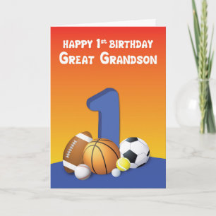 Underbar Grandson 1st Birthday Sports Bollar Kort