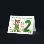 Underbar Grandson 2:a födelsedag björn och räv sto Kort<br><div class="desc">En underbar barnsons andra födelsedag är en fullt av ,  och det här charmingkortet fångar glädjen att vrida två. En björn,  räv och liten fågelresa tillsammans mot ett stort nummer 2,  omgiven av mjuka vattenfärgsdetaljer. Perfekt för att fira en liten pojke som ger varje dag leende och lycka.</div>