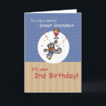 Underbar Grandson 2:a Nallen Balloon Birthday Kort<br><div class="desc">Grönt,  blått,  gult och orange konfetti som faller på en nalle med ett redo för att krama din Underbara morson på hans andra födelsedag. En underbar design för en liten pojke.</div>