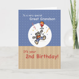 Underbar Grandson 2:a Nallen Balloon Birthday Kort