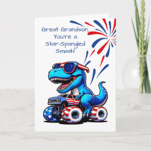 Underbar Grandson 4:e juli Dinosaur T-Rex Lastbil Kort