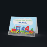 Underbar Grandson 4e födelsedagen Colorful Tåg Tra Kort<br><div class="desc">På dagen för er underbara barnsons firande 4e födelsedagen borde ni kunna ge honom detta söta,  färgstarka och roligt kort som har namn på framsidan för att hälsa honom grattis på födelsedagen. Men innan du kan göra det bör du beställa ditt exemplar av det här först.</div>